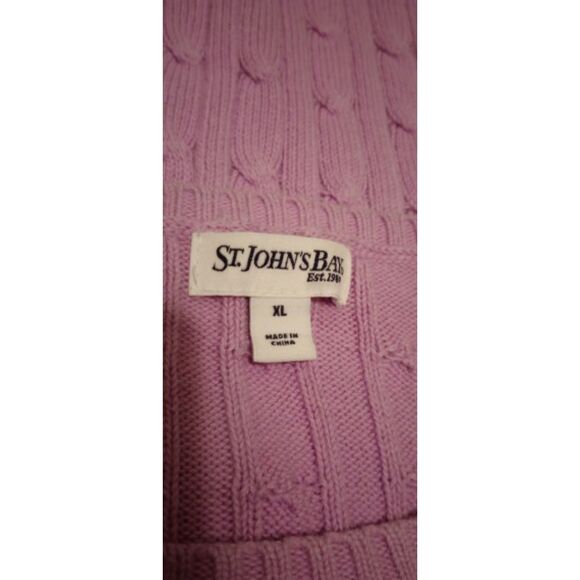 St. John's  Bay Women's Size XL Pink Cable Knit Sweater - Picture 5 of 8